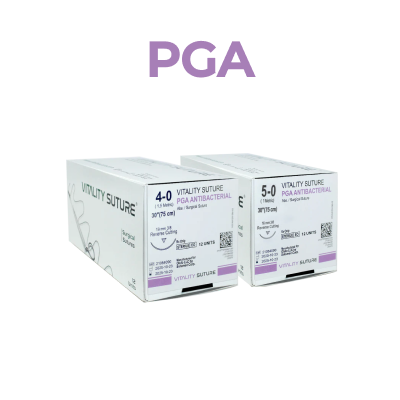 PGA (Polyglycolic Acid)Violet Surgical Suture, 30'' Thread with 19mm, 3/8 Reverse Cutting Needle - Vitality™ (Box of 12)