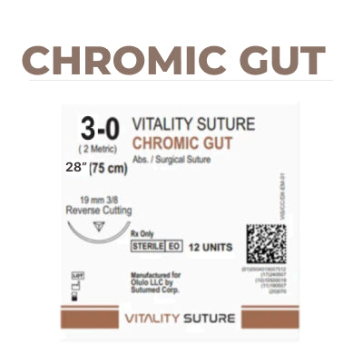 3/0 Chromic Gut Suture 3/8 Reverse Cutting 27